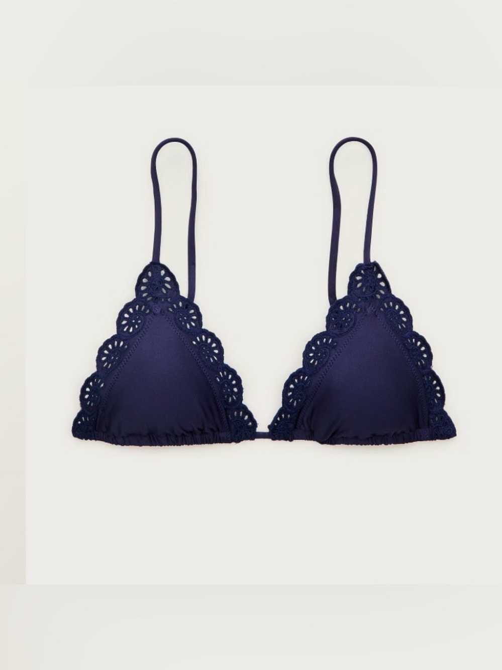 J.Crew. Perfect eyelet string bikini top in Classic Sculpt.Navy.M.NWT.